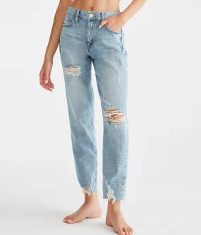 Aeropostale Womens' High-Rise Stretch Mom Jean - Washed Denim - Size 10 R - Cotton - Teen Fashion & Clothing Medium Wash