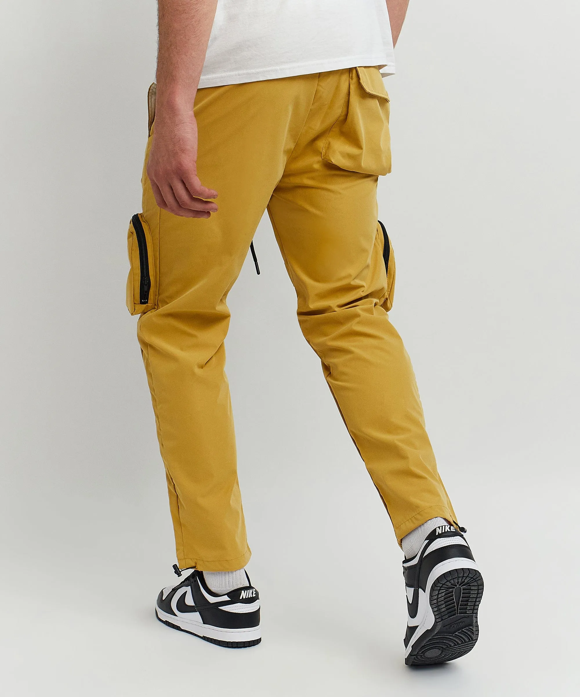 Bader Cotton Twill Color Block Utility Joggers - Tan