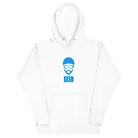 BDD Blue Logo White Unisex Hoodie