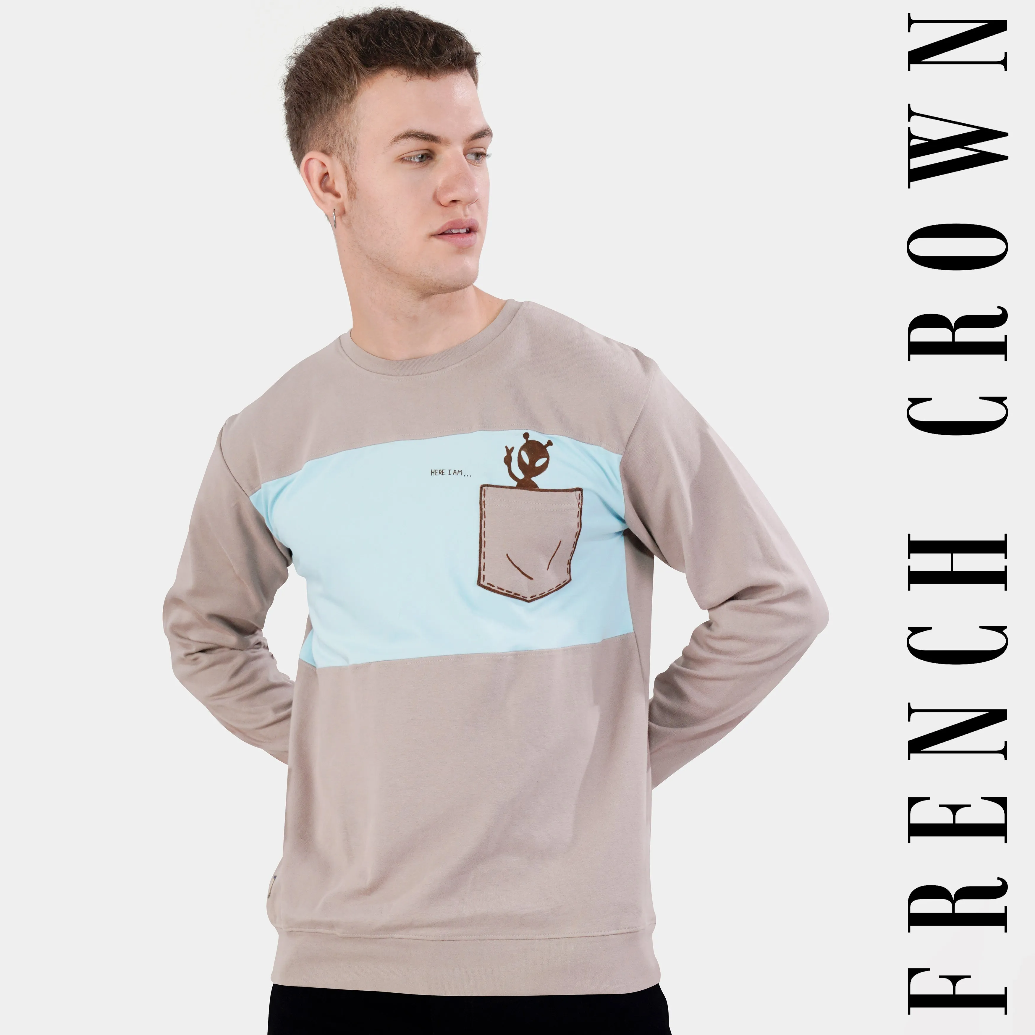 Blossom Brown and Beau Blue Hand Painted Premium Cotton Jersey Sweatshirt