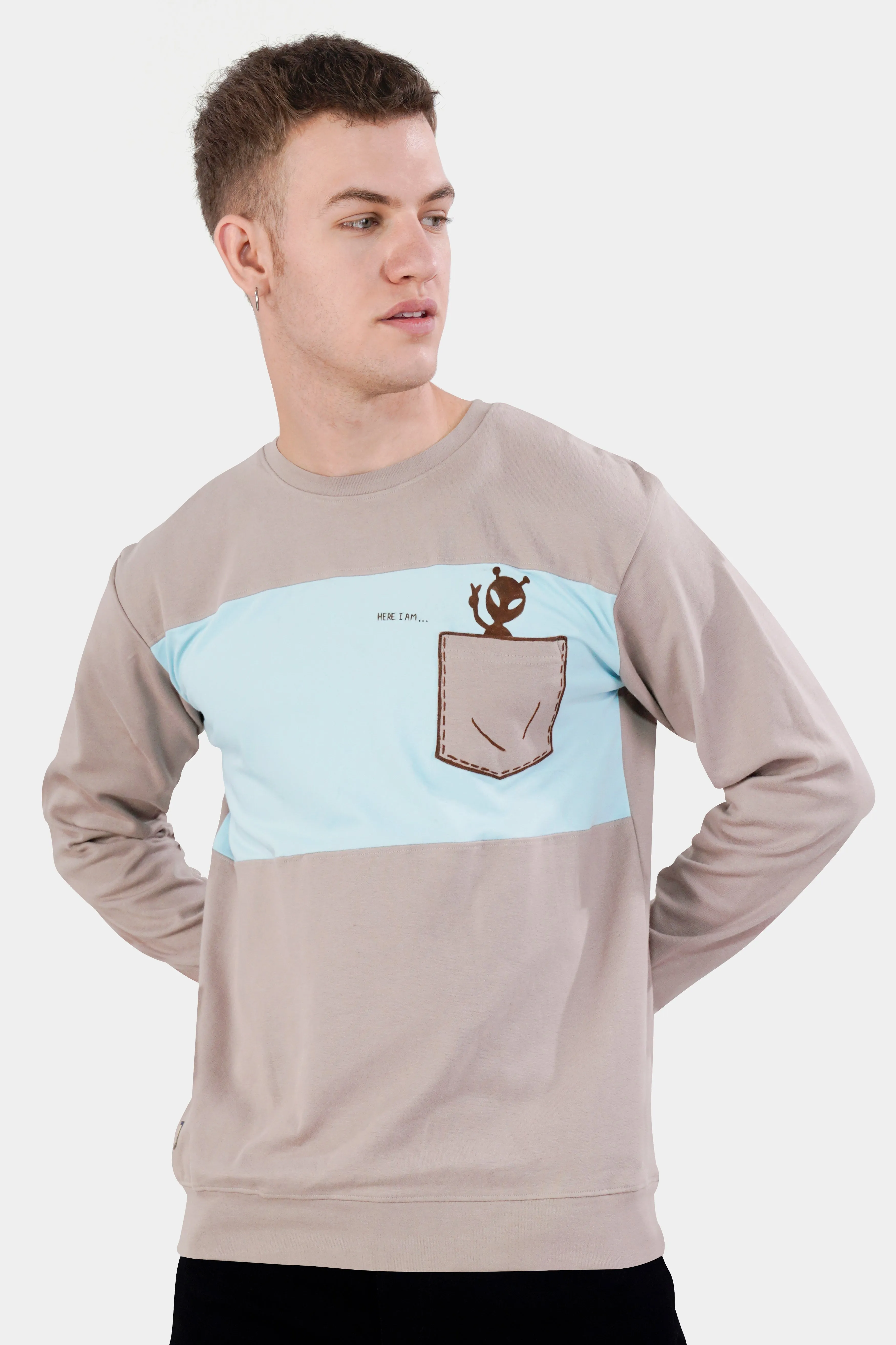 Blossom Brown and Beau Blue Hand Painted Premium Cotton Jersey Sweatshirt