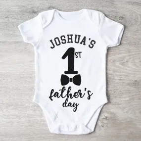 Bow Tie Name First Fathers Day Baby Vest