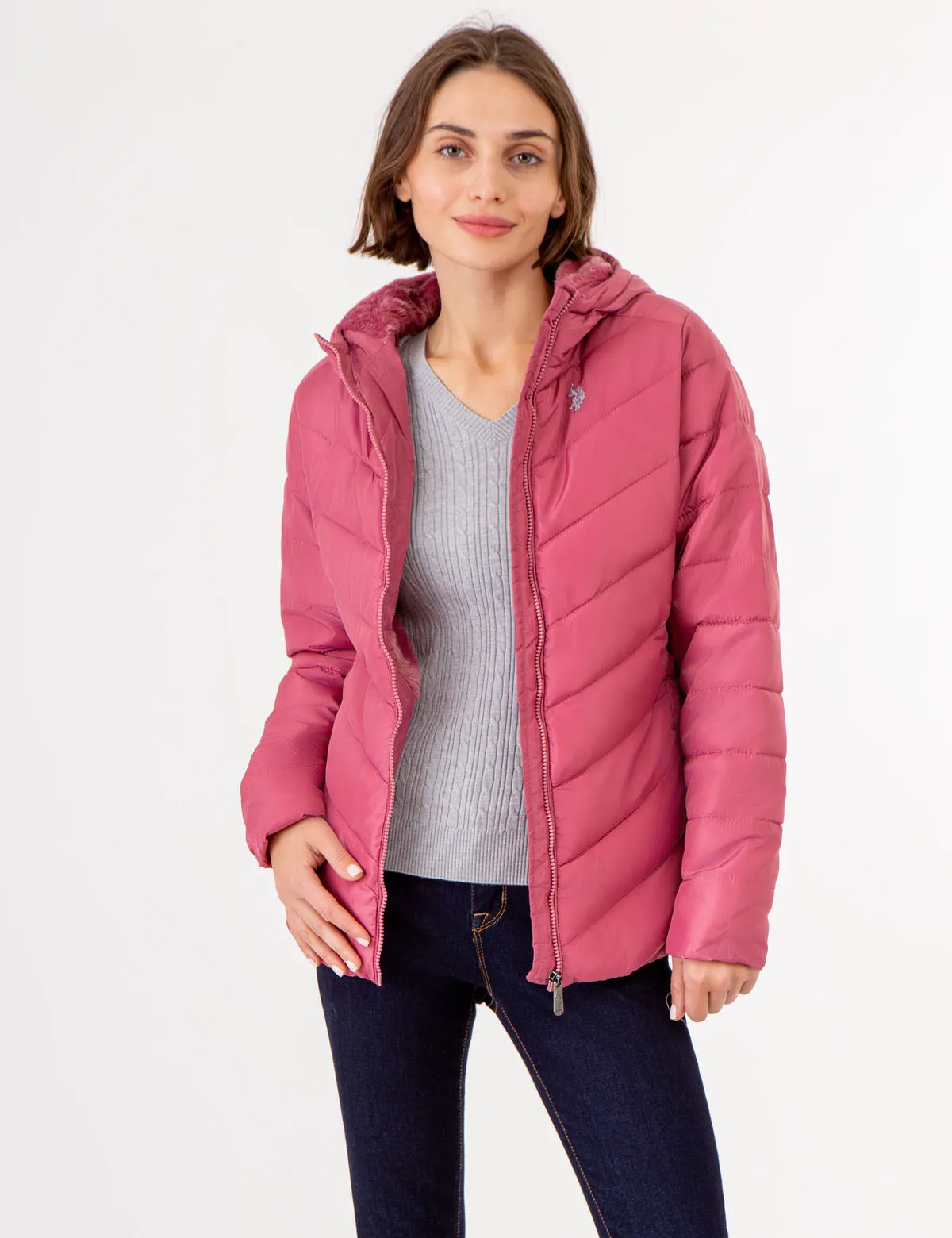 COZY FUR LINED HOODED PUFFER JACKET