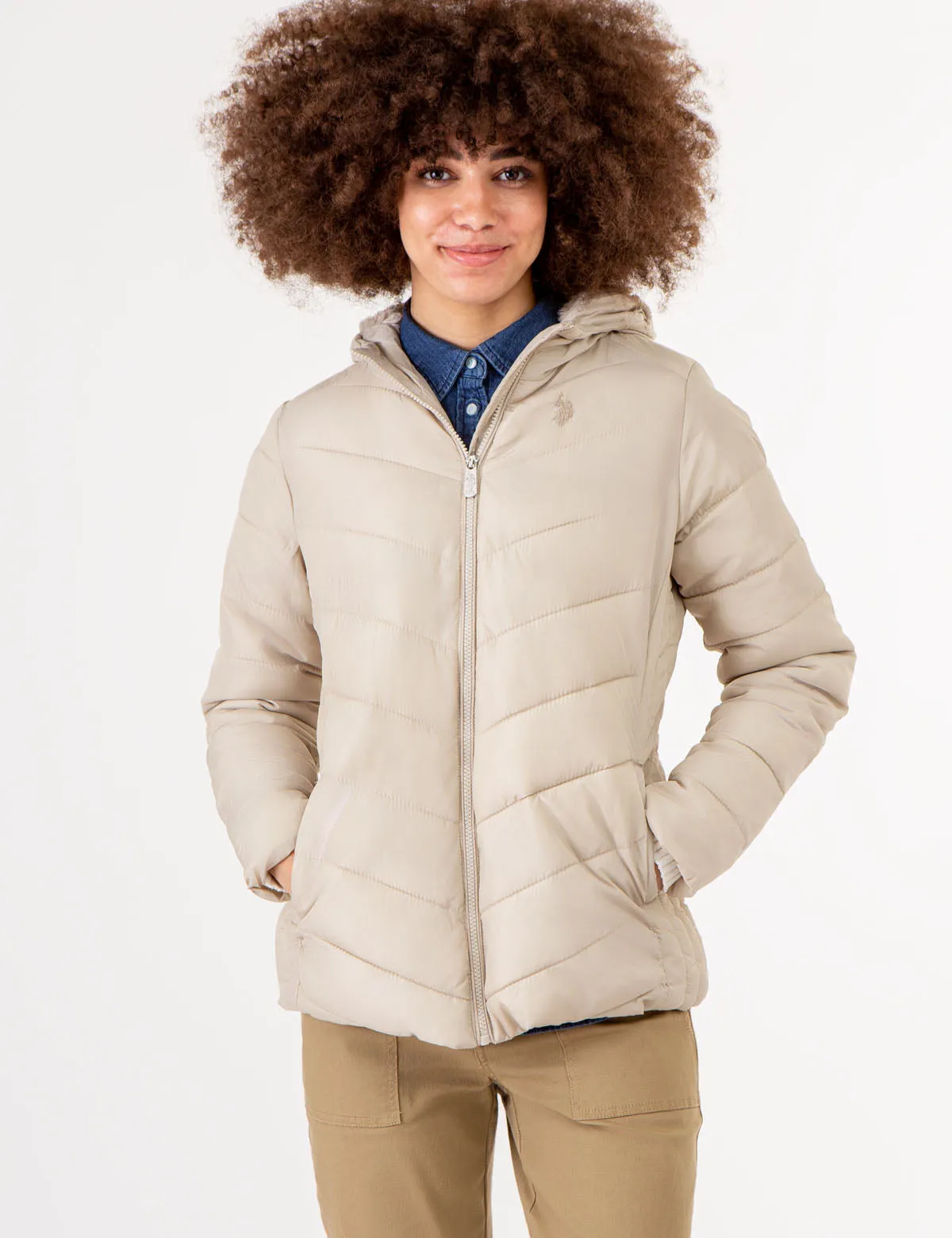 COZY FUR LINED HOODED PUFFER JACKET