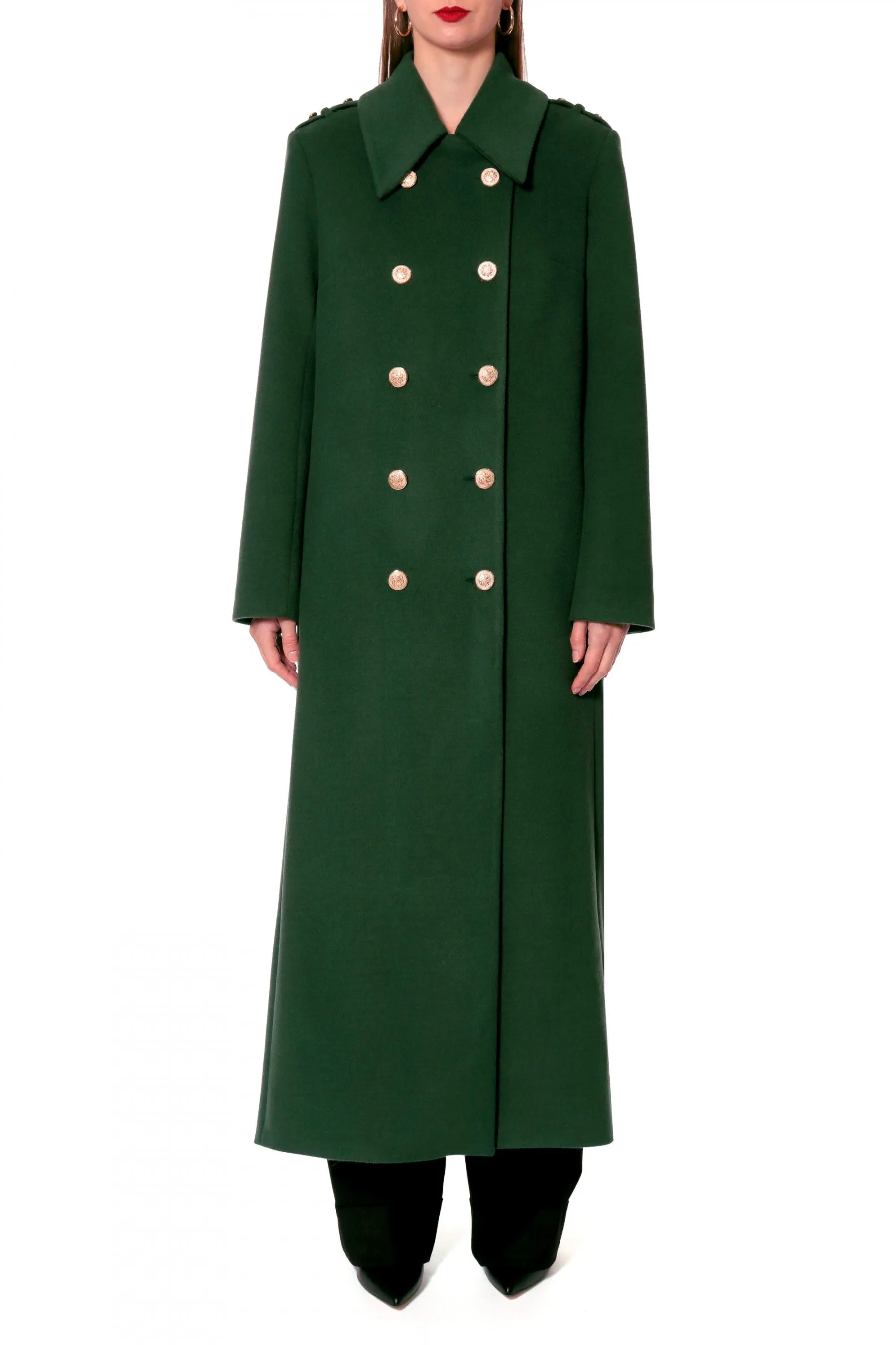 DOUBLE BREASTED COAT "NASTASIA" IN EVERGREEN