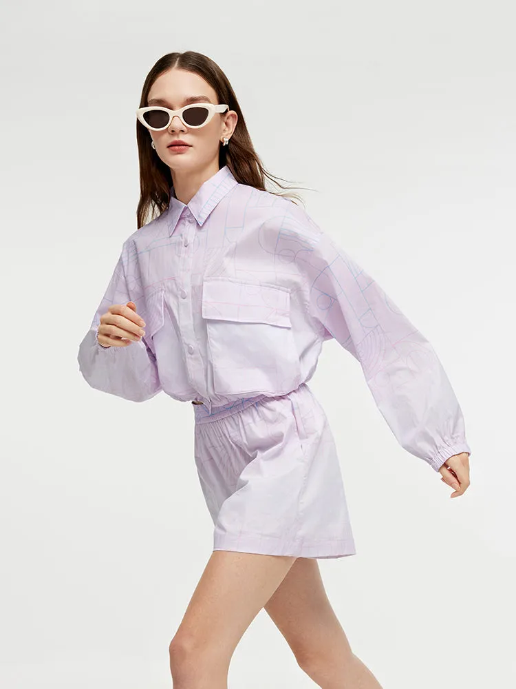 GOELIA X CHRISTINE PHUNG Crop Jacket And Shorts Two-Piece Set