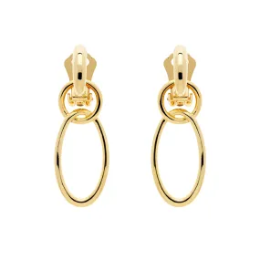 Gold Double Hoop Clip Earrings