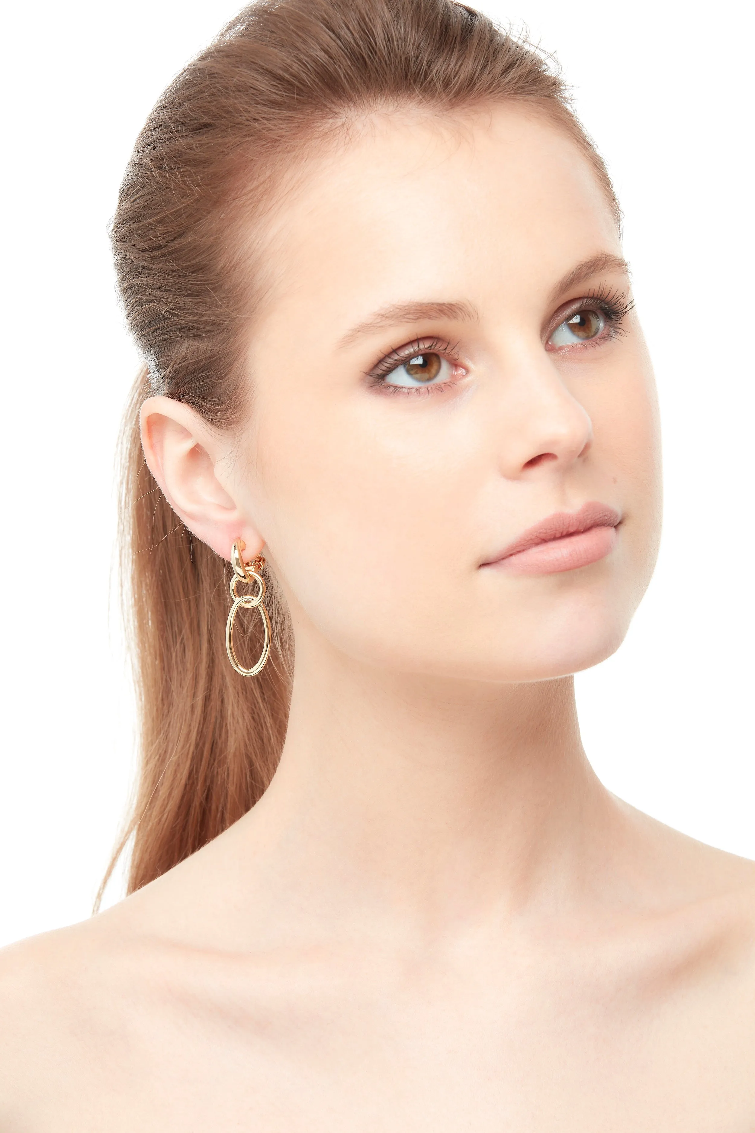 Gold Double Hoop Clip Earrings