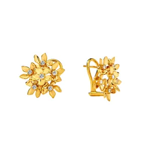 Gold Flower Bunch Earrings