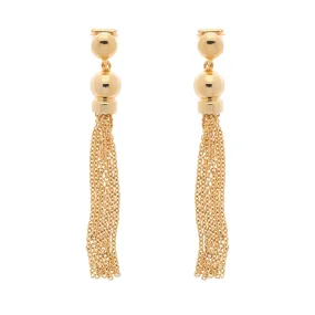 Gold Tassel Clip Earrings