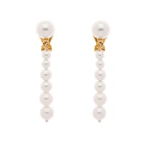 Graduated Pearl Clip Earrings