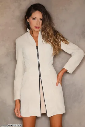 Ivory Suede Matrix Coat Dress or Ivory Leather and Suede