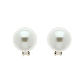 Large Pearl & Platinum Clip Earrings