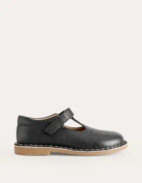 Leather T-bar Flats