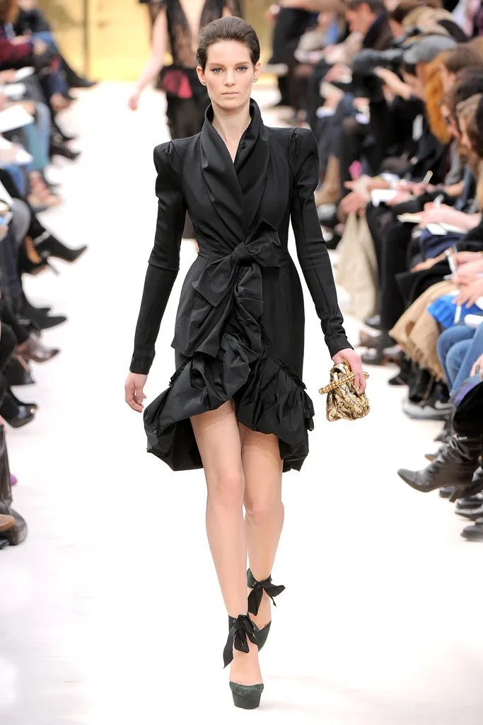 Louis Vuitton - Black Coat with Ruffle On Bottom - FR 38