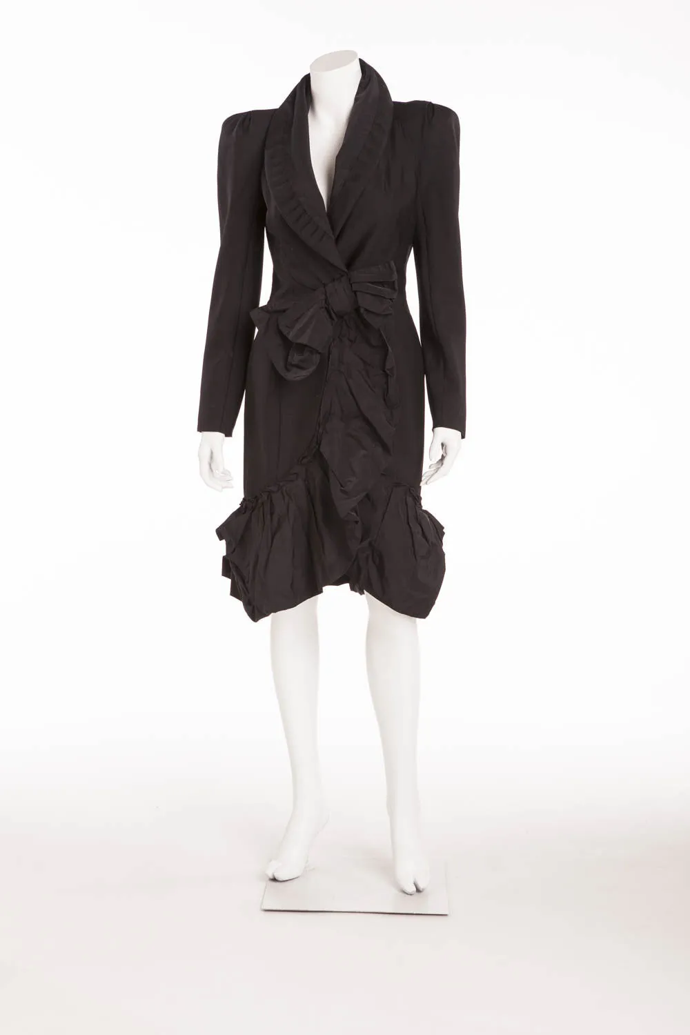 Louis Vuitton - Black Coat with Ruffle On Bottom - FR 38