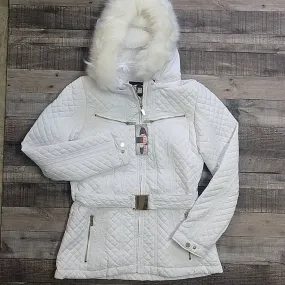 Palomares Sports Quilted Fur Hood Belted Jacket