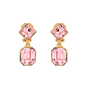 Pink Crystal Statement Clip Earrings