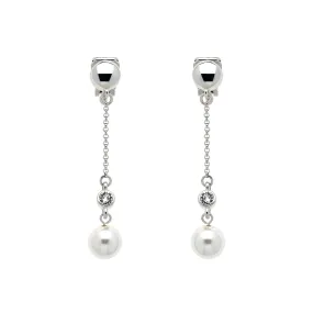 Platinum Chain & Pearl Clip Earrings