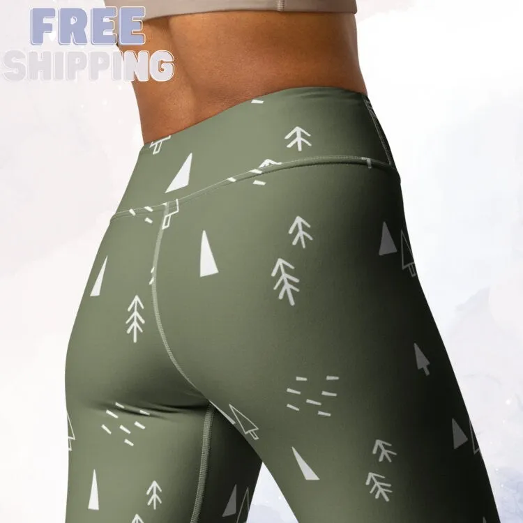 Scandinavian Forest Green High Waist Leggings