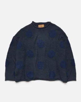 Teddy Fur Dot Sweater - Navy