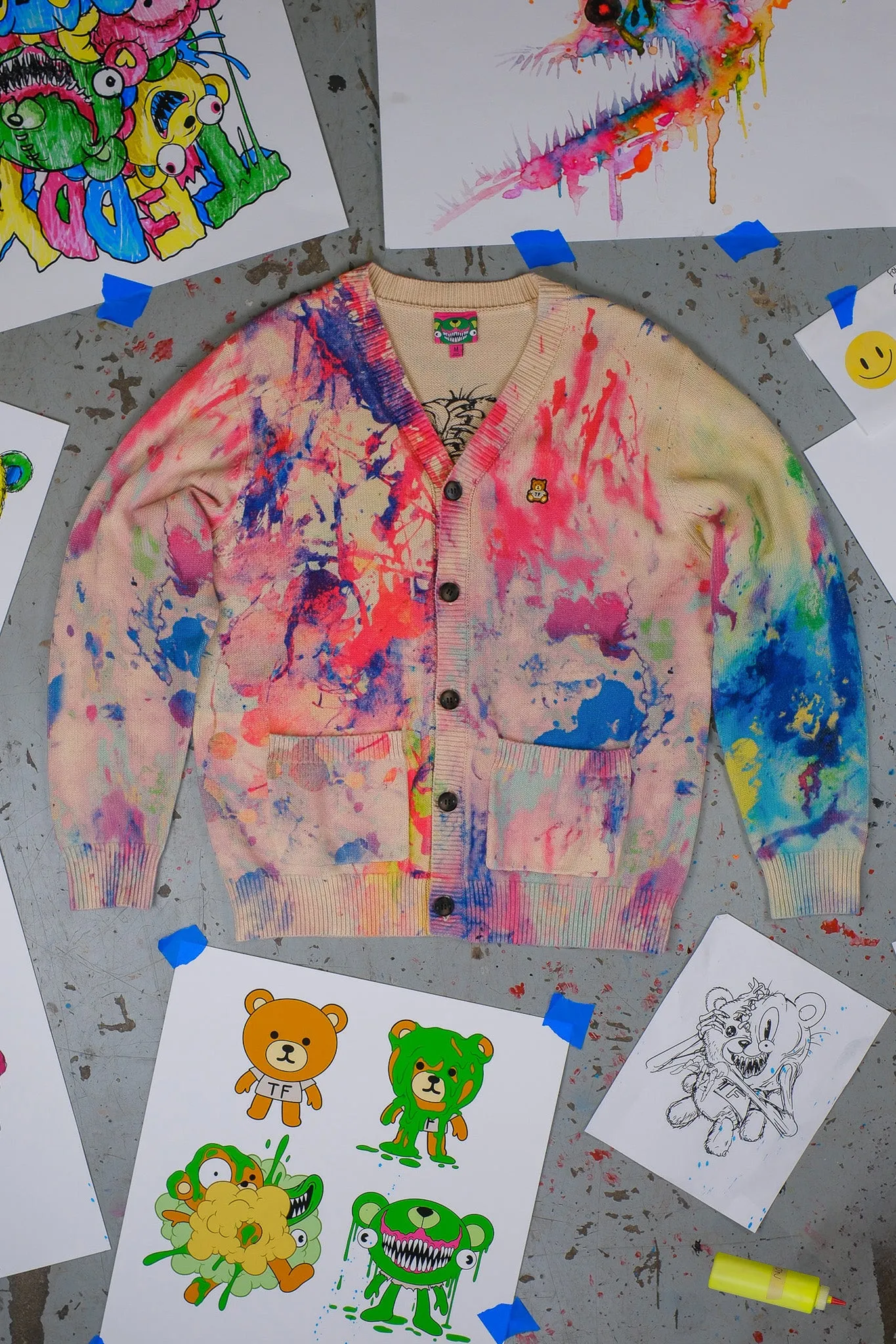 TF x Alex Pardee Paint Splatter Cardigan