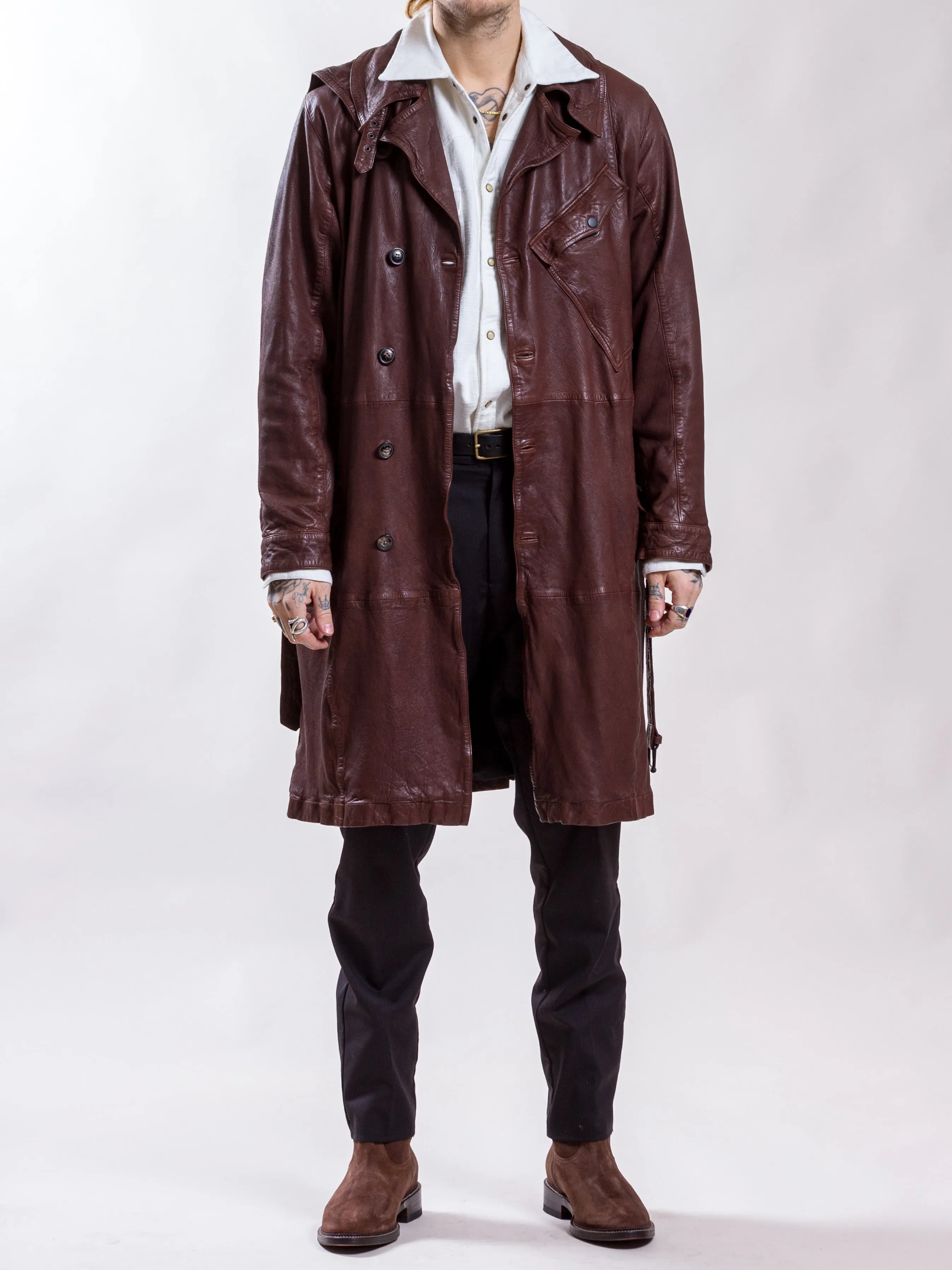 Uncle Bright, Riders Coat, Leather, Reddish Brown (Sample)